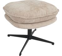 Tabouret avec coussin HWC-P32, Pouf/repose-pieds Ottomane Tissu/Textile Chenille (370 g/m²) ~ crème