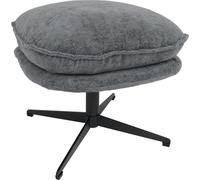 Tabouret avec coussin HWC-P32, Pouf/repose-pieds Ottomane Tissu/Textile Chenille (370 g/m²) ~ gris
