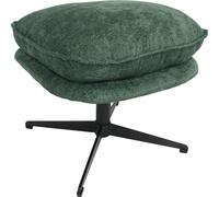Tabouret avec coussin HWC-P32, pouf/repose-pieds ottomane tissu/textile chenille (370 g/m²) ~ vert