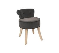 Tabouret Avec Dossier Capitonné Velours Anthracite - NORA -