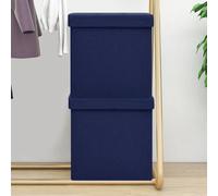 Tabouret avec espace de rangement 2 pcs. Bleu aspect lin , Tabouret Design 2024