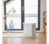 Tabouret avec espace de rangement - Pliable - Polyester lin - MDF - 495x46x25 cm - Marron