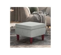 Tabouret avec pieds en bois Gris clair Velours Gris G