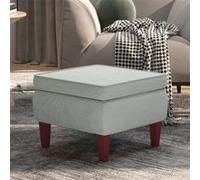 vidaXL Tabouret avec pieds en bois – Velours gris clair
