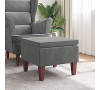 vidaXL Tabouret avec pieds en bois – Velours Gris foncé