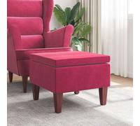 vidaXL Tabouret 52x52x42 cm Velours, pieds en bois – Rouge bordeaux