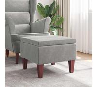 vidaXL Tabouret avec pieds en bois – Velours gris clair