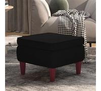 Tabouret avec pieds en bois Noir Velours Noir G