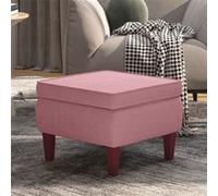 Tabouret avec pieds en bois Rose Velours Rose G