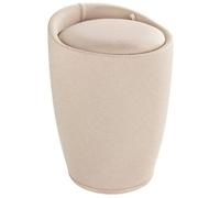 Tabouret/ bac à linge pour salle de bain - Candy - tissu - beige WENKO
