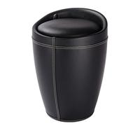 Tabouret/bac à linge salle de bain - Candy - Simili cuir Noir WENKO