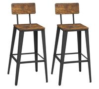 VASAGLE Tabouret Bar Industriel, Lot de 2, Chaise Bar Cuisine, avec Dossier, Cadre en Acier, Montage Facile, Style Industriel, Marron Rustique et Noir d'encre LBC078B01