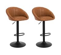 Tabouret Bar WOLTU - Lot de 2 - Tabouret Cuisine Pivotante - Similicuir Vintage - Hauteur réglable - Marron W0ATT0872-2