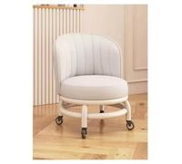 Tabouret Bas À Roulettes Avec Dossier, Siège Rembourré Et Roulettes Siège | De Travail Robuste Pivotant À 360° Chaise À Dossier Roulant Pour Le Nettoyage(White)