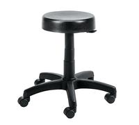 Tabouret bas Budget à roulettes polyuréthane noir réglable de 43-55 cm