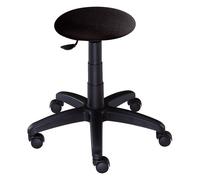 Tabouret bas Budget à roulettes tissu noir réglable de 42-55 cm