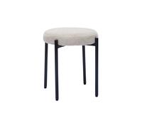Tabouret bas empilable en tissu effet velours texturé beige et métal noir H41 cm KIKO