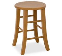 Tabouret bas en bois de noyer clair avec assise ronde H 47 cm | Pieds incurvés, design compact, utilisation en intérieur