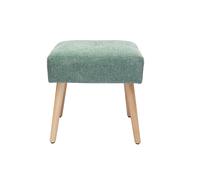 Tabouret bas en tissu effet velours texturé vert céladon et bois clair massif H46 cm GUESTA