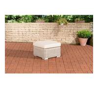 Tabouret bas Repose-pieds Madeira Bilbao en polyrotin , Blanc perle/Blanc crème Blanc perle G