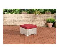 Tabouret bas Repose-pieds Madeira Bilbao en polyrotin , Blanc perle/Rouge rubis Blanc perle G