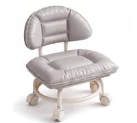 Tabouret Bas Roulant avec Dossier, Chaise pivotante à 360° et silencieuse | Chaise à dossier roulant avec siège rembourré et roulettes silencieuses à 360°, coussin Cloud-Soft(Gray)