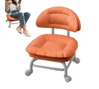 Tabouret bas roulant, tabouret de travail pivotant à 360° avec roulettes | Roulettes silencieuses, siège rembourré, tabouret utilitaire mobile pour garage, cuisine, salon, atelier, bureau