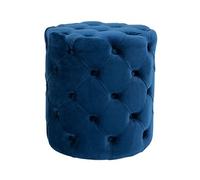 Tabouret bas Style Chesterfield Drancy en Velours , Bleu/M