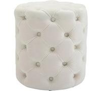 CLP Tabouret Rond en Velours Drancy, rembourré avec Boutons décoratifs, Look Chesterfield, pour Salon, Chambre, Couleur:crème, Taille:M