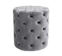 Tabouret bas Style Chesterfield Drancy en Velours , Gris/M