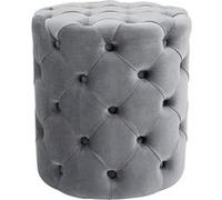 CLP Tabouret Rond en Velours Drancy, rembourré avec Boutons décoratifs, Look Chesterfield, pour Salon, Chambre, Couleur:Gris, Taille:M