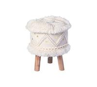 Tabouret Bohème Fait à la Main "Bohist V" 50cm Crème