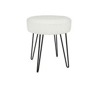 Tabouret bouclette blanc pieds métal