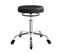 Tabouret Bureau en PU - WOLTU Tabouret Hauteur Réglable - Roulettes en Caoutchouc - Noir