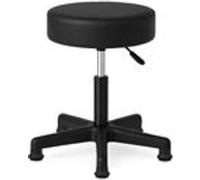 Waytex Tabouret pivotant sans roulettes - Hauteur réglable 44-58 cm - Pieds Fixes - Assise Confortable Simili Cuir Noir - Stable pour Accueil et Poste de Travail