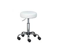 Tabouret chaise de Bureau Pivotant sur roulettes en Métal avec une Assise Blanche - Longueur 34 x Profondeur 34 x Hauteur 46 - 56 cm - -