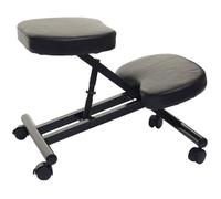 Tabouret chaise ergonomique siege assis genoux sur roulettes reglable synthetique noir BUR04100