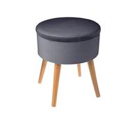 Tabouret coffre en velours Tess - H. 44 cm - Gris trend