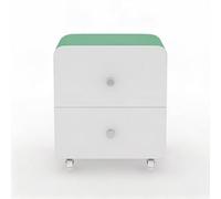 Tabouret Coiffeuse avec 2 Tiroirs Rangement, Siège Rembourré à Roulettes | Pouf Rangement Roulant, Roue Verrouillable, Charge 150kg, Tabouret Roulettes Compact pour Table de Maquillage, Chambre, Salon