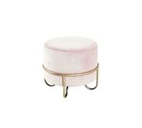 Tabouret coloris écru-or en MDF / métal - H 40 x Ø 43 cm --
