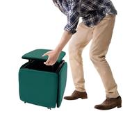 Tabouret cube 5 en 1 - 46 x 46 x 48 cm - 75 kg - Avec 4 roues universelles - Bonne utilisation de l'espace - Empilable - Pour salon, chambre à coucher, bureau - Vert