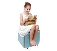 Tabouret cube 5 en 1 - 46 x 46 x 48 cm - 75 kg - Avec 4 roues universelles - Bonne utilisation de l'espace - Empilable - Pour salon, chambre à coucher, bureau - Bleu
