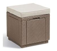 Tabouret Cube ALLIBERT - Cappuccino/Sable - Polycoton Cushion