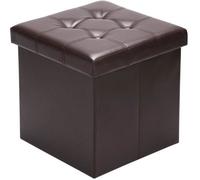 Tabouret cube avec espace de rangement Pouf 38x38x38cm Coffre de rangement en similicuir 40L Repose-pied siège brun