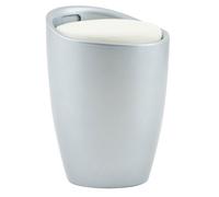 Tabouret DANIEL pouf rond coffre de rangement panier à linge siège avec assise rembourrée blanc, structure en plastique gris