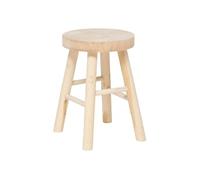 Atmosphera - Tabouret rond d'appoint Nyar - bois de paulownia - beige - D 28 x H 41 cm