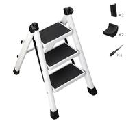 Tabouret d'appoint pliable - Marches antidérapantes - Capacité de charge : 150 kg - Léger et portable - Métal - Argenté