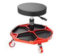 Tabouret d'Atelier - DUOKU - XF8308 - Mobile sur Roulettes - Hauteur Ajustable - Rouge