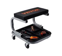 VEVOR Tabouret d'Atelier Mobile Charge 113 kg Tabouret de Mécanicien à roulettes Lisses Siège d'Atelier avec Rangement Plateau à Outils Cadre Robuste en Acier Siège Rembourré Confortable Garage Auto