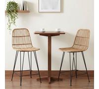 vidaXL Tabouret de Bar 2 pcs Naturel 44 x 54 x 96 cm Rattan et Acier, Tabouret de Bar Moderne, Assise Confortable, Fauteuil aéré, Design Contemporain, Style Minimaliste, siège élégant